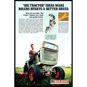 1970 Bolens Port Washington WI Husky Compact Tractor Lawn Mower Vintage Print Ad
